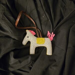 Glittering Horse Kids Bag Charm with Pink and Yellow Accents
